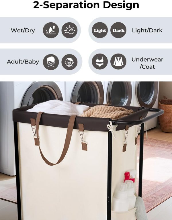 StorageWorks 140L Extra Large Laundry Basket with Wheels, 1-Pack - Image 3