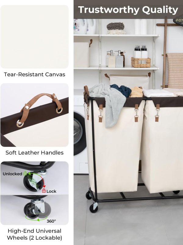 StorageWorks 390L Extra Large Lanudry Hamper with Wheels, 1 Pack - Image 5