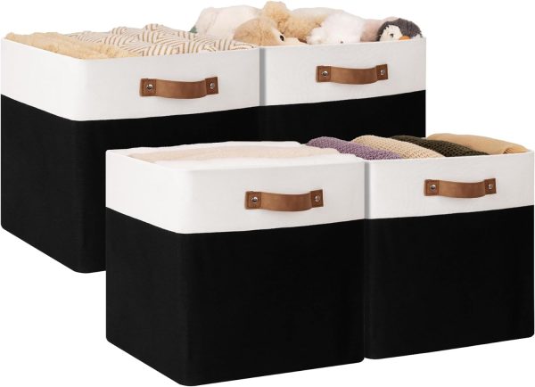 StorageWorks 13x13 Inches Storage Cube, Fabric Storage Bins with PU Handles - Image 45