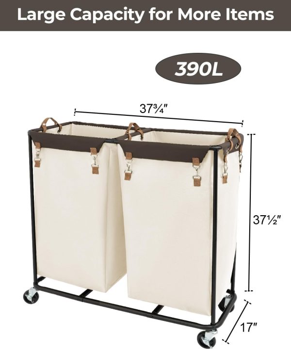StorageWorks 390L Extra Large Lanudry Hamper with Wheels, 1 Pack - Image 2