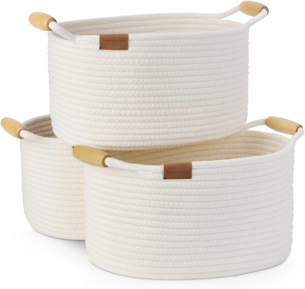 StorageWorks 13 inch Cotton Rope Woven Basket for Organizing - Image 28