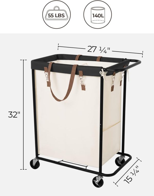 StorageWorks 140L Extra Large Laundry Basket with Wheels, 1-Pack - Image 2