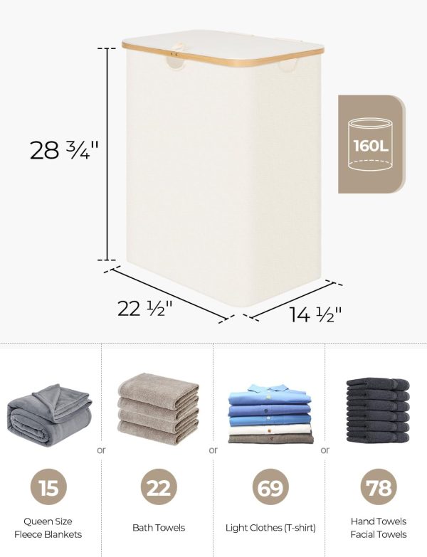 StorageWorks 160L Large Laundry Hamper with Lid - Image 2
