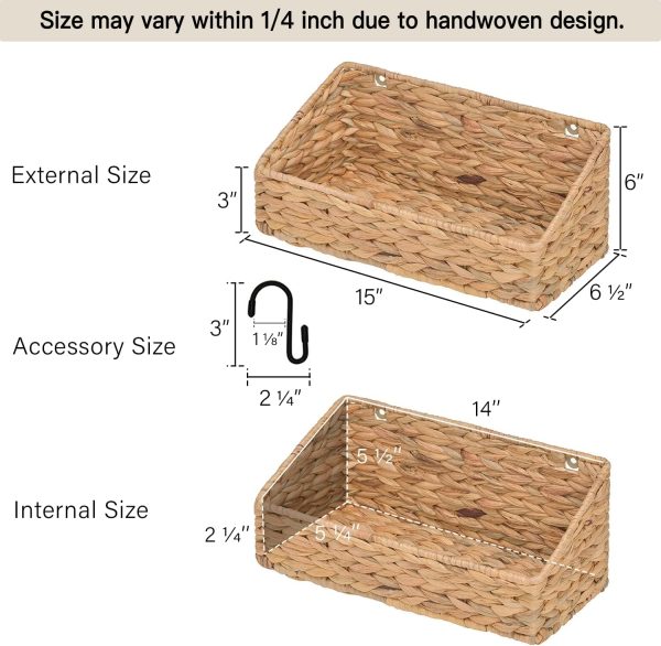 StorageWorks Woven Wall Hanging Baskets for Organizing, 2 Pack - Image 3