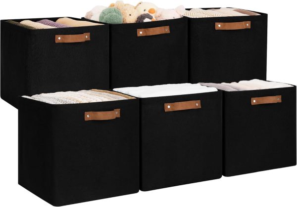 StorageWorks 13x13 Inches Storage Cube, Fabric Storage Bins with PU Handles - Image 25