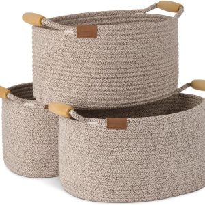 StorageWorks 13 inch Cotton Rope Woven Basket for Organizing