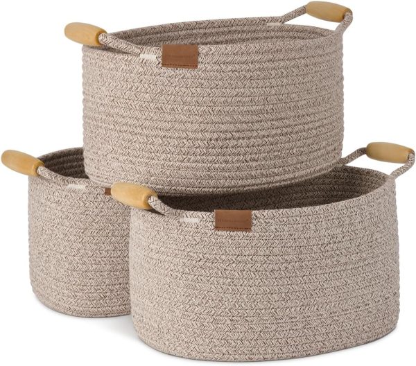 StorageWorks 13 inch Cotton Rope Woven Basket for Organizing