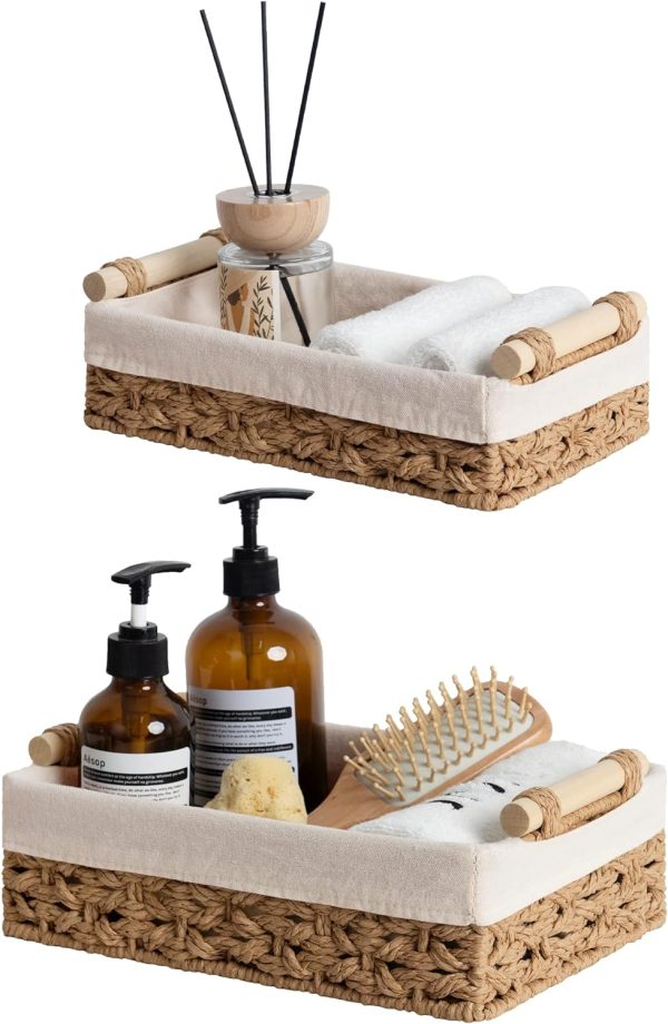 StorageWorks Small Wicker Baskets for Organizing with Natural Fiber Liner - Image 24