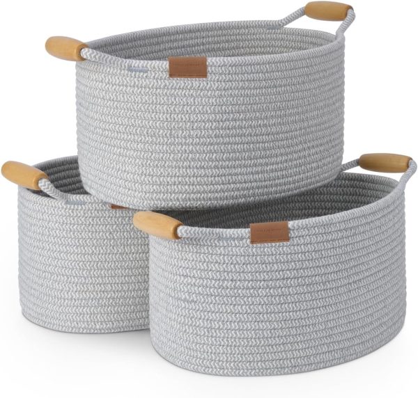 StorageWorks 13 inch Cotton Rope Woven Basket for Organizing - Image 19