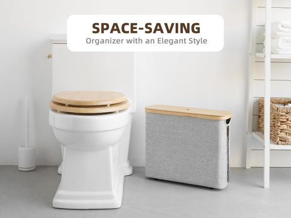 StorageWorks Toilet Paper Storage Basket, Papers Container with Bamboo Lid - Image 6