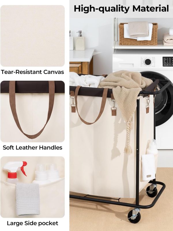 StorageWorks 140L Extra Large Laundry Basket with Wheels, 1-Pack - Image 6
