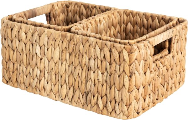 StorageWorks Wicker Baskets with Built-in Handles, Set of 3 (1PC Large, 2PCS Medium) - Image 8