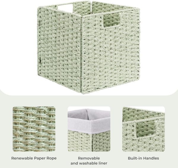 StorageWorks 11 inch Foldable Paper Rope Wicker Baskets for Organizing - Image 3