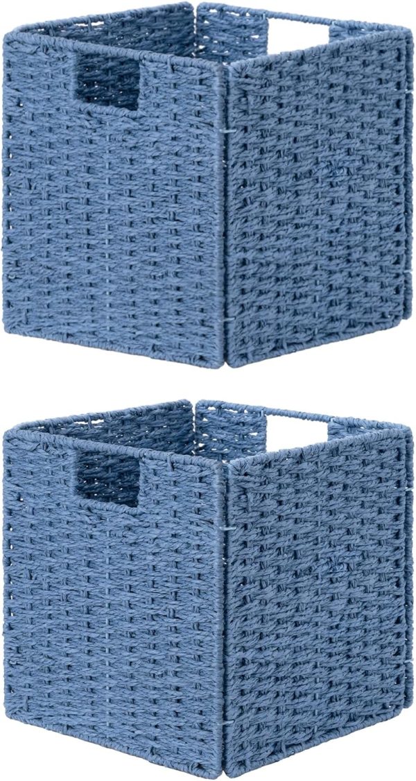 StorageWorks 11 inch Foldable Paper Rope Wicker Baskets for Organizing - Image 7
