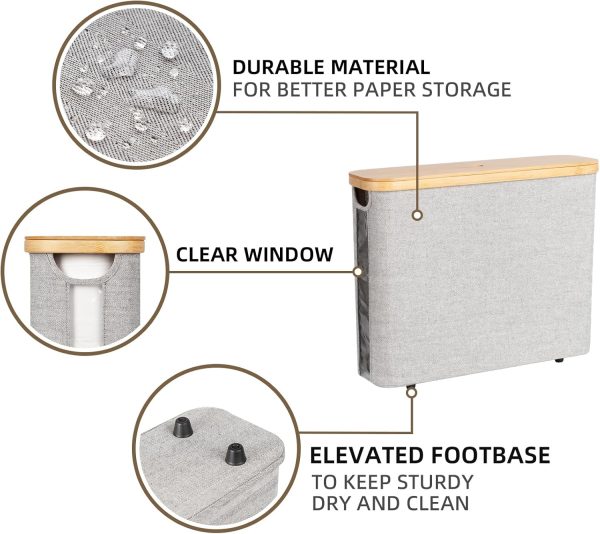 StorageWorks Toilet Paper Storage Basket, Papers Container with Bamboo Lid - Image 5