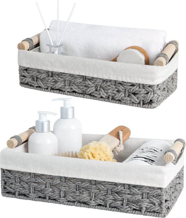 StorageWorks Small Wicker Baskets for Organizing with Natural Fiber Liner - Image 10