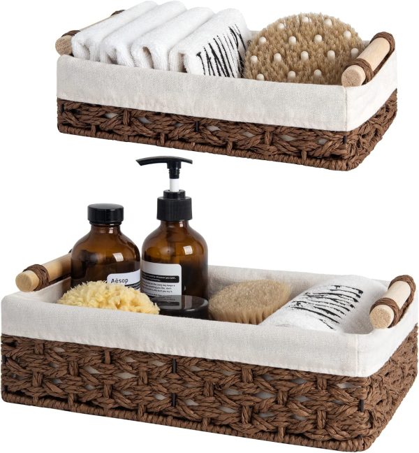 StorageWorks Small Wicker Baskets for Organizing with Natural Fiber Liner - Image 18