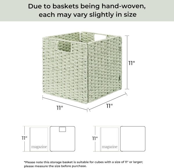 StorageWorks 11 inch Foldable Paper Rope Wicker Baskets for Organizing - Image 2