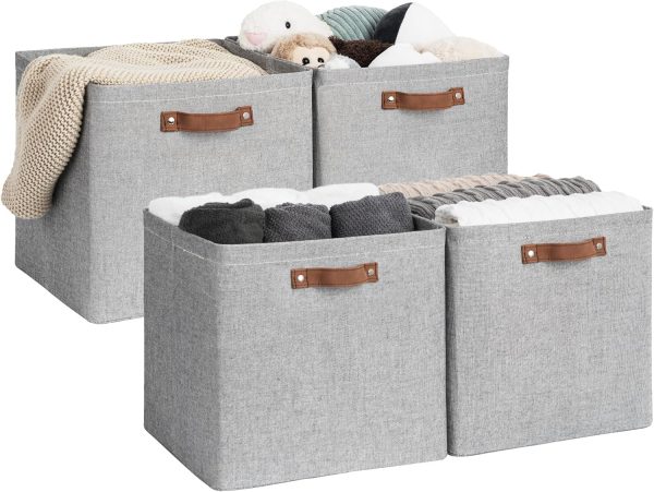 StorageWorks 13x13 Inches Storage Cube, Fabric Storage Bins with PU Handles - Image 22