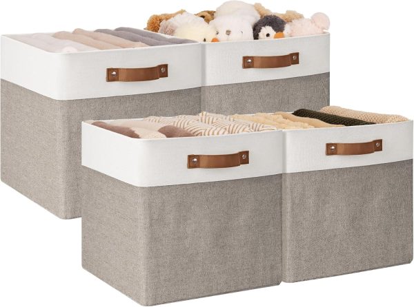 StorageWorks 13x13 Inches Storage Cube, Fabric Storage Bins with PU Handles - Image 38