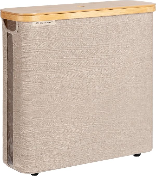 StorageWorks Toilet Paper Storage Basket, Papers Container with Bamboo Lid - Image 12