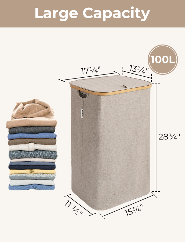 StorageWorks 100L Large Laundry Hamper with Lid, 1-Pack - Image 8
