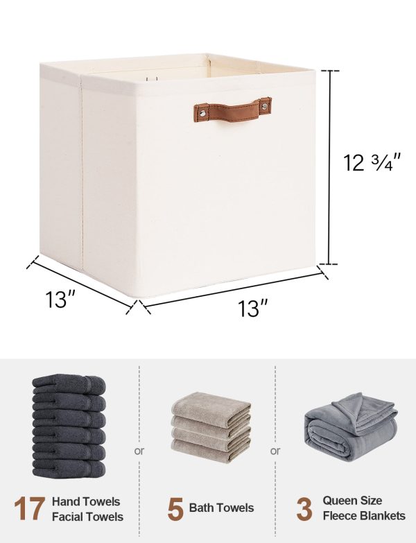 StorageWorks 13x13 Inches Storage Cube, Fabric Storage Bins with PU Handles - Image 3