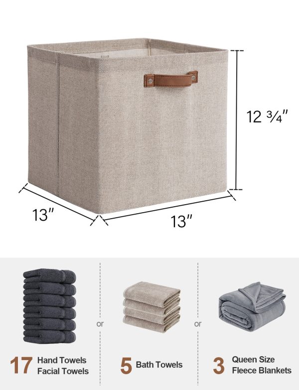 StorageWorks 13x13 Inches Storage Cube, Fabric Storage Bins with PU Handles - Image 11