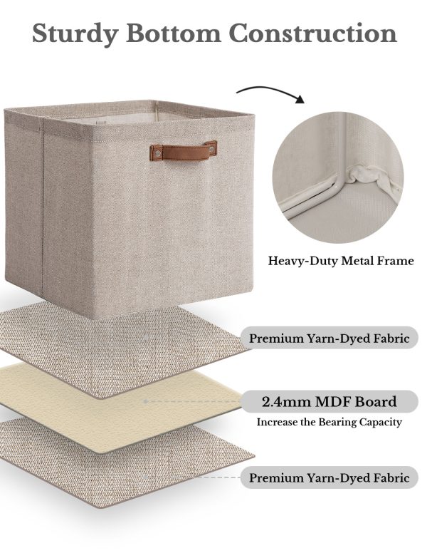 StorageWorks 13x13 Inches Storage Cube, Fabric Storage Bins with PU Handles - Image 13