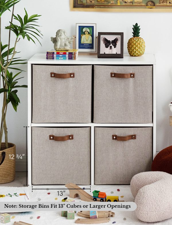 StorageWorks 13x13 Inches Storage Cube, Fabric Storage Bins with PU Handles - Image 14