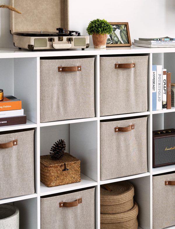StorageWorks 13x13 Inches Storage Cube, Fabric Storage Bins with PU Handles - Image 15