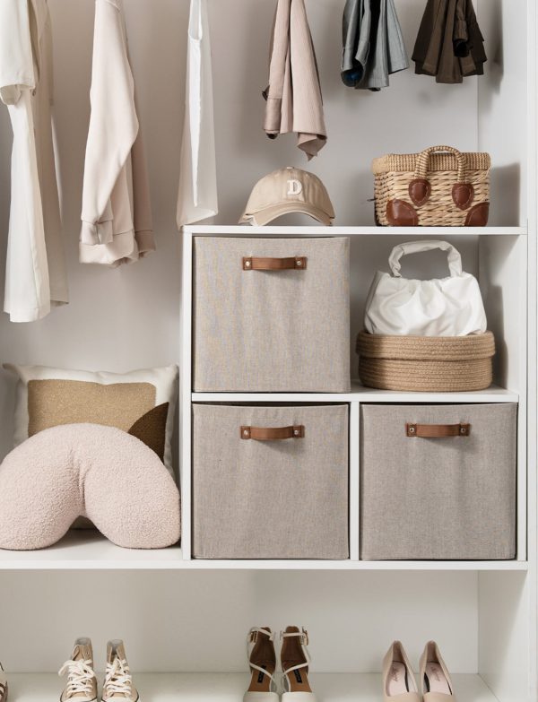 StorageWorks 13x13 Inches Storage Cube, Fabric Storage Bins with PU Handles - Image 16