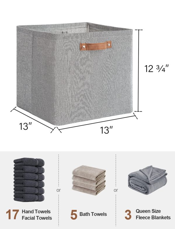 StorageWorks 13x13 Inches Storage Cube, Fabric Storage Bins with PU Handles - Image 17