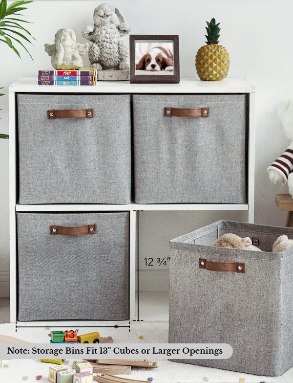 StorageWorks 13x13 Inches Storage Cube, Fabric Storage Bins with PU Handles - Image 20