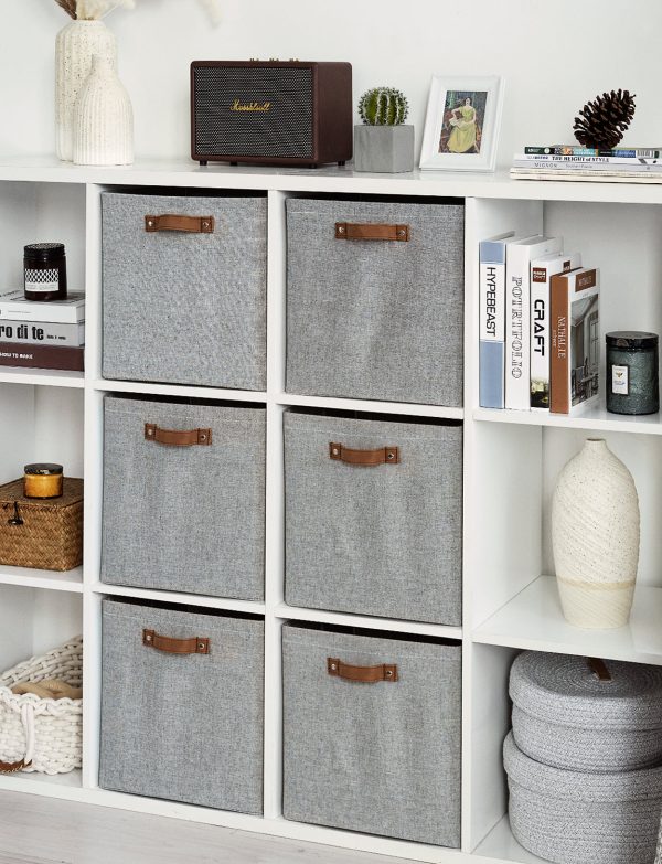 StorageWorks 13x13 Inches Storage Cube, Fabric Storage Bins with PU Handles - Image 21