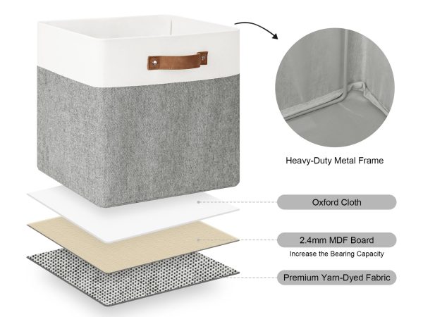 StorageWorks 13x13 Inches Storage Cube, Fabric Storage Bins with PU Handles - Image 36
