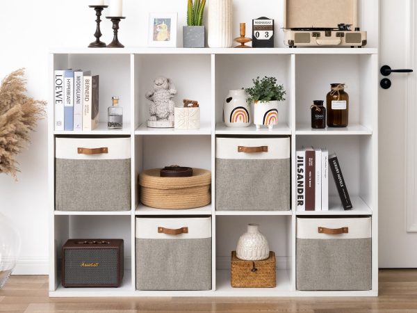 StorageWorks 13x13 Inches Storage Cube, Fabric Storage Bins with PU Handles - Image 42