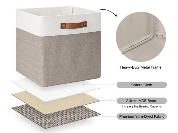 StorageWorks 13x13 Inches Storage Cube, Fabric Storage Bins with PU Handles - Image 41