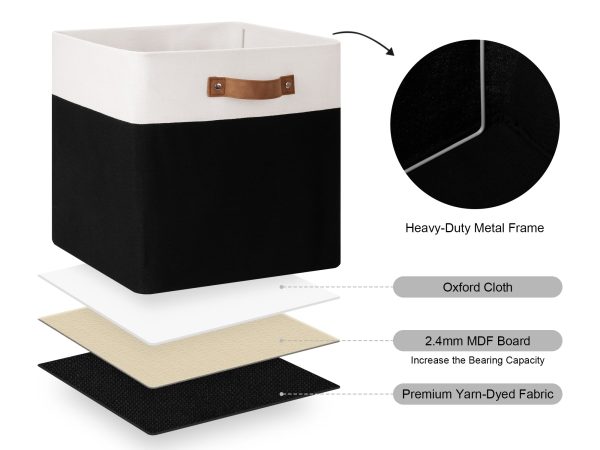 StorageWorks 13x13 Inches Storage Cube, Fabric Storage Bins with PU Handles - Image 49