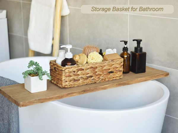 StorageWorks Wicker Toilet Basket Tank Topper, 3-Section Storage Baskets, 2-Pack - Image 25