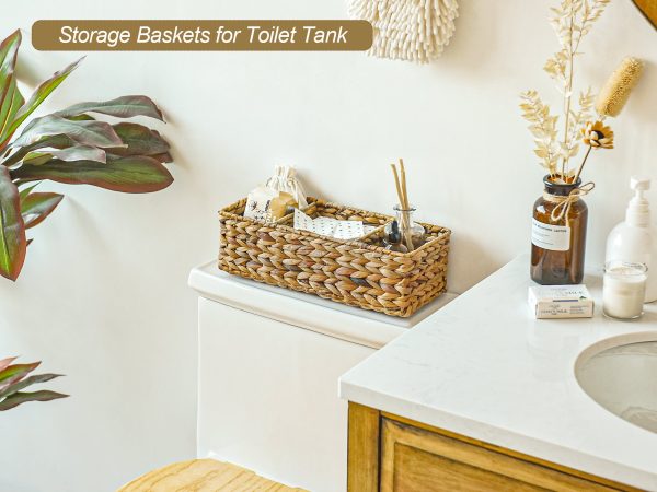 StorageWorks Wicker Toilet Basket Tank Topper, 3-Section Storage Baskets, 2-Pack - Image 28