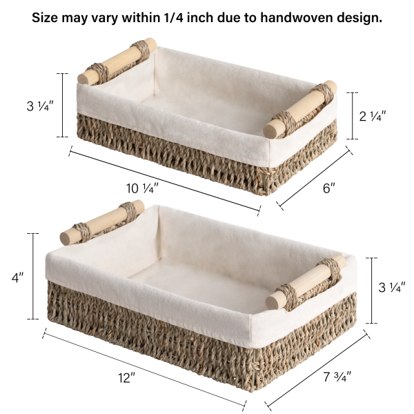 StorageWorks Small Wicker Baskets for Organizing with Natural Fiber Liner - Image 2