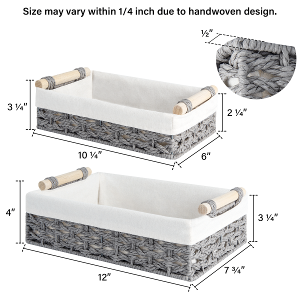 StorageWorks Small Wicker Baskets for Organizing with Natural Fiber Liner - Image 9