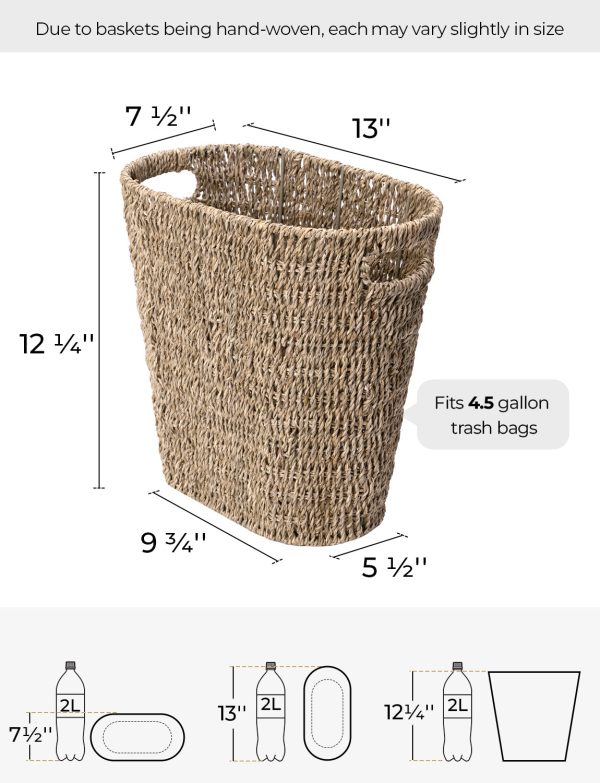 StorageWorks Wicker Garbage Can for Bedroom, Bathroom - Image 17