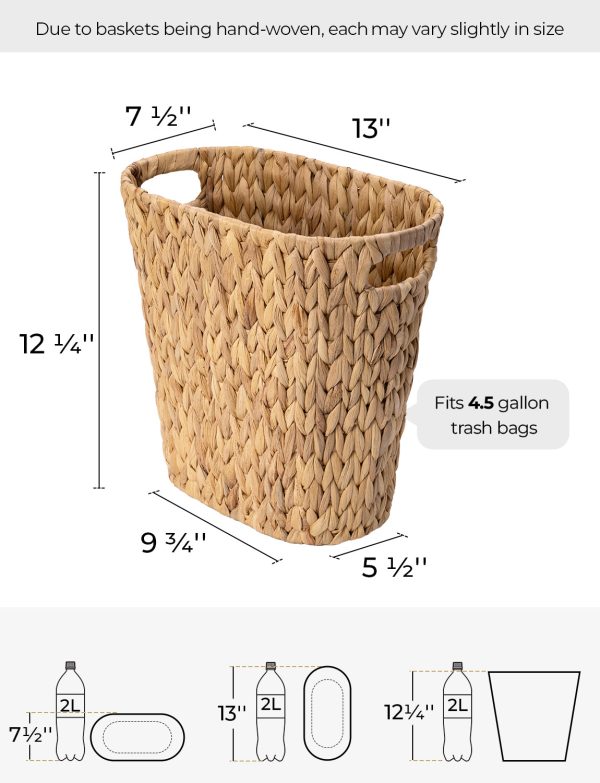 StorageWorks Wicker Garbage Can for Bedroom, Bathroom - Image 9