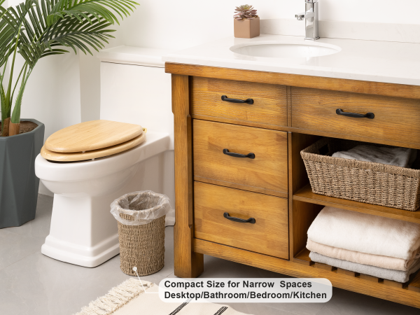StorageWorks Wicker Garbage Can for Bedroom, Bathroom - Image 33