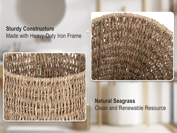 StorageWorks Wicker Garbage Can for Bedroom, Bathroom - Image 37