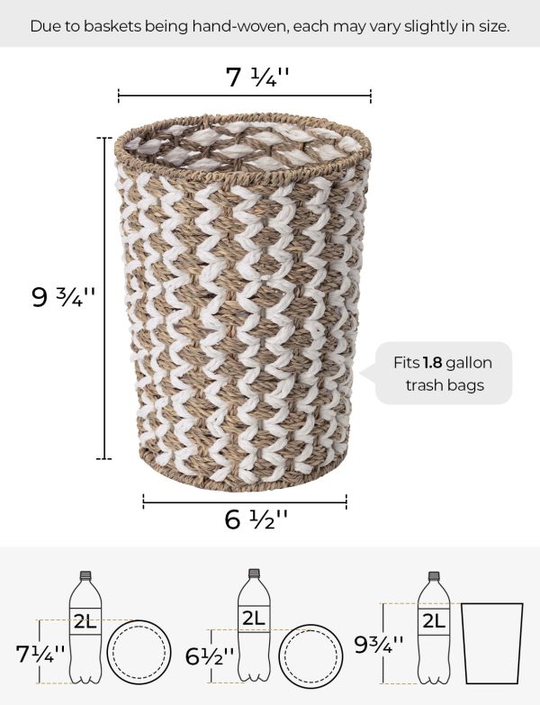 StorageWorks Wicker Garbage Can for Bedroom, Bathroom - Image 2