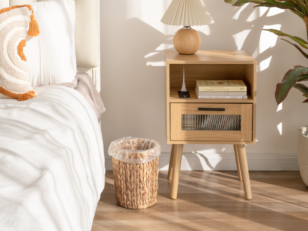 StorageWorks Wicker Garbage Can for Bedroom, Bathroom - Image 26