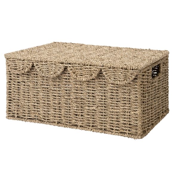 StorageWorks Scalloped Edge Wicker Basket with Lid - Image 25